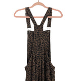 Z Supply Brown/Black Animal Print with Drawstring Waist Cuffed Overalls- Size S (sold out online)