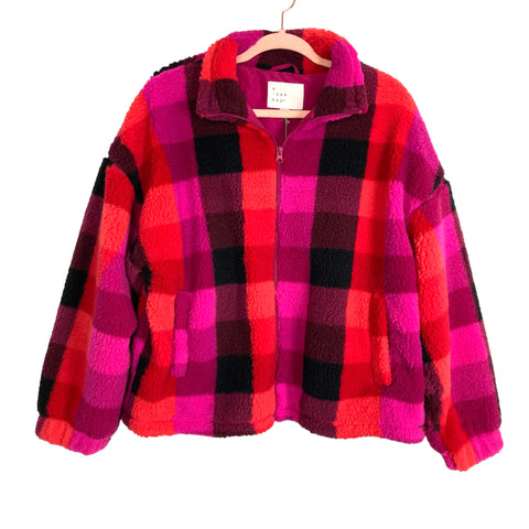 A New Day Pink Plaid Zip Up Fleece Jacket NWT- Size M (sold out online)