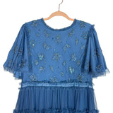 Ivy City Co Blue Anastasia Tiered Beaded Embellished Tulle Dress NWT - Size XXL (See Notes-Sold Out Online!)