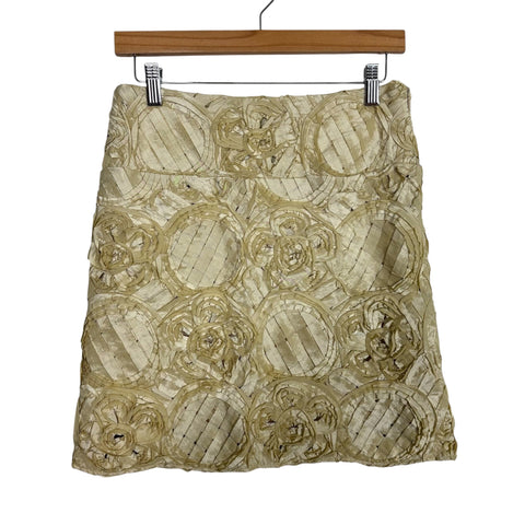 Sevier Skirts Cream Flower Lined Mini Skirt - Size ~2 (no size tag, fits like 2)