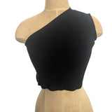 No Brand Black One Shoulder Ribbed Open Back Top- Size ~XS/S (see notes)