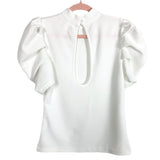 No Brand (Amazon) White Puff Sleeve Mock Neck Top- Size M (sold out online)