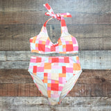 Pink Lily Red/Pink/Orange Patterned Padded Halter Bikini Top- Size S (we have matching bikini bottoms)