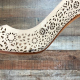 Manolo Blahnik White Patent Leather Laser Cutout Heels- Size 36 (see notes)