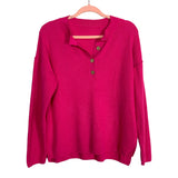 No Brand Bright Pink Textured Knit Button Detail Top and Pants Set- Size S (sold as a set)