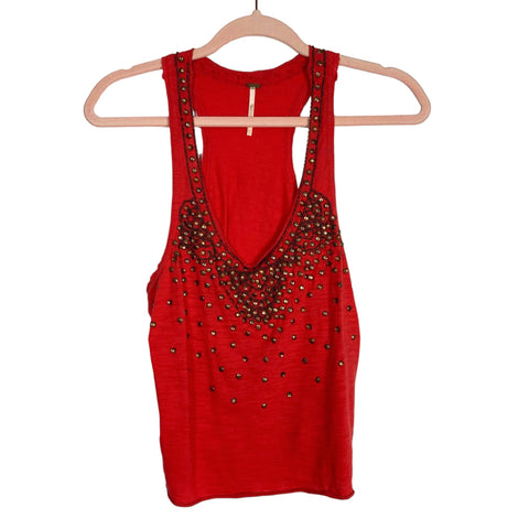 Free People Red Beaded Tank- Size XS (see notes)