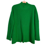 La Maille Sezane Green Wool Blend Mock Neck Chunky Knit with Split Back Sweater- Size M