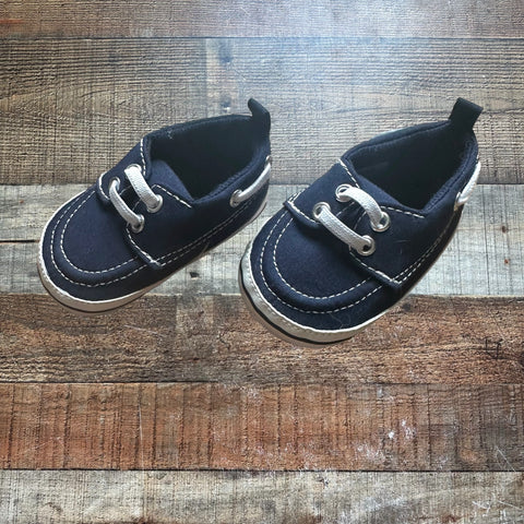 Hudson Baby Navy Boat Shoes Crib Shoes- Size 6-12M (Like New)