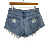 SHEIN Light Wash Distressed Jean Shorts- Size L