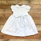 Ruth and Ralph White/Blue Polka Dot with Back Bow Cowgirl Boots Smocked Dress- Size 4T