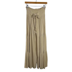 ACOA Beige Gauze with Front Tie Tiered Wide Leg Pants- Size S (Inseam 31")