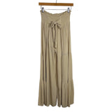 ACOA Beige Gauze with Front Tie Tiered Wide Leg Pants- Size S (Inseam 31")