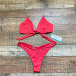 Beach Bunny Red Serena Triangle Bikini Top NWT- Size DD (we have matching bottoms)