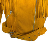 L"Abeye The Label Mustard Faux Suede Fringe Jacket- Size S