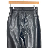 Abercrombie & Fitch Black Faux Leather Ultra High Rise 90's Straight Pants- Size 26/2 Short (sold out online, Inseam 27.5”)