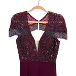 Rachel Allen Burgundy Beaded Gown - Size ~4 (Sold out online, See Notes)