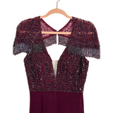 Rachel Allen Burgundy Beaded Gown - Size ~4 (Sold out online, See Notes)