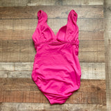 Time and Tru Pink Plunge V-Neck Padded One Piece NWOT- Size M (sold out online)