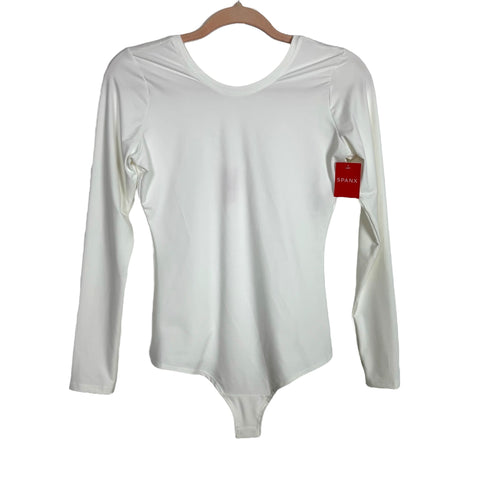 Spanx White Longsleeve Scoop Neck Bodysuit NWT - Size M