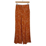 Skies Are Blue Burnt Orange Leaf Print Wide Leg Pants NWT- Size XS (Inseam 30”)