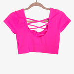 Aerie Hot Pink Ribbed with Back Criss Cross Straps Cropped Top NWT- Size L