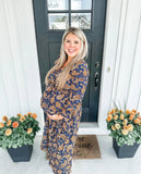 Shein Navy Paisley Printed Dress - Size M