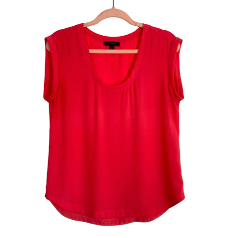 J. Crew Coral Slightly Sheer Rounded Hi-Lo Hem Top- Size 6 (see notes)