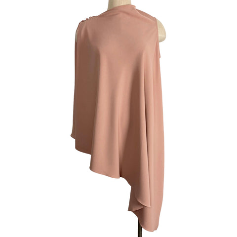 Gracia Blush Shoulder Button Detail Asymmetrical Sleeveless Poncho Top- Size L