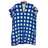 Brooke Wright Blu/White Windowpane Print Linen Dress- Size XL (see notes)