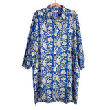 Holly Shae Blue Cream Floral and Bird Print Split Hem Dress- Plus Size (see notes)
