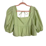 Abercrombie & Fitch Light Lime Green Puff Sleeve Top - Size XS (See Notes)