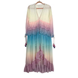 Goodnight Macaroon Patricia V-Neck Gradient Ruffled Dress - Size M