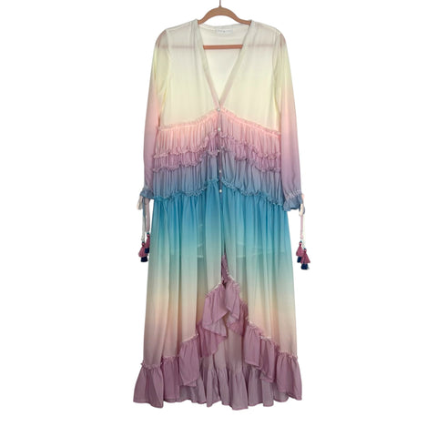 Goodnight Macaroon Patricia V-Neck Gradient Ruffled Dress - Size M