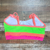 Pink Lily Hot Pink/Neon Green/Neon Orange Color Block Textured Padded Bikini Top- Size S (sold out online, we have matching bikini bottoms)