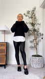 Time & Tru Black Faux Leather Leggings- Size S (Inseam 27”)