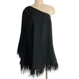 Hutch Black One Shoulder/Cape with Feather Hem Dress NWT- Size XL