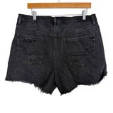 American Eagle Black Distressed Raw Hem Denim Shorts- Size 16