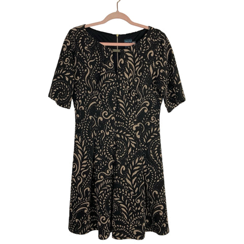 Gabby Skye Black and Tan Printed Dress- Size 12