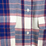 Paige Navy/Pink/White Plaid Button Up- Size M (see notes)