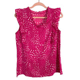 No Brand (Jane Fashion) Pink and White Ruffle Sleeve Top- Size S