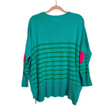 Mersea Teal/Green Stripe Top - Size OS
