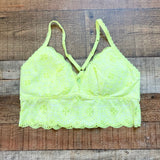 Aerie Neon Yellow Lace Padded Bralette- Size L (see notes)