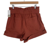 BP Brown Henna Linen Paperbag Waist with Tie Belt Shorts NWT- Size M