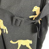 Entro Black Leopard Belted Mock Neck Dress - Size S