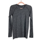 Lululemon Charcoal Gray Space Dye Striped Long Sleeve Top- Size 8