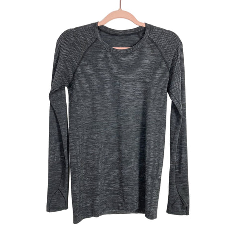 Lululemon Charcoal Gray Space Dye Striped Long Sleeve Top- Size 8