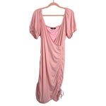 BTFBM Light Pink Ribbed Surplice with Side Ruching Dress- Size L