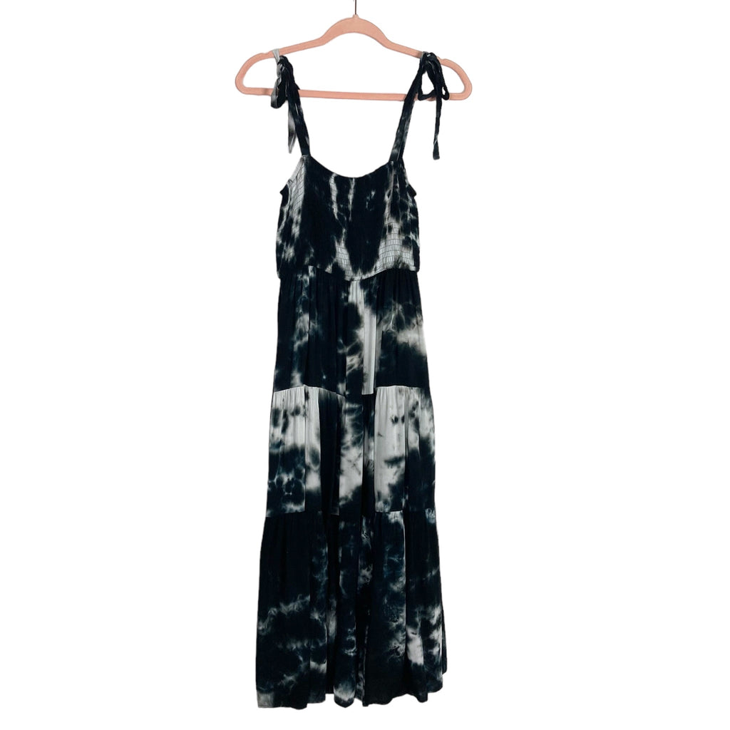 Ee:some Black/White Tie Dye with Tie Straps Smocked Maxi Dress- Size M The Saved Collection Ee:some Black/White Tie Dye with Tie Straps Smocked Maxi Dress- Size M The Saved Collection