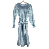 Dondolo + Pencil & Paper Co Smocked Off the Shoulder Blue Printed Belted Dress- Size 1 (sold out online)