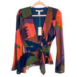Hutch Multi-Color Pattern with Sheer Bell Sleeves Wrap Top NWT- Size XS
